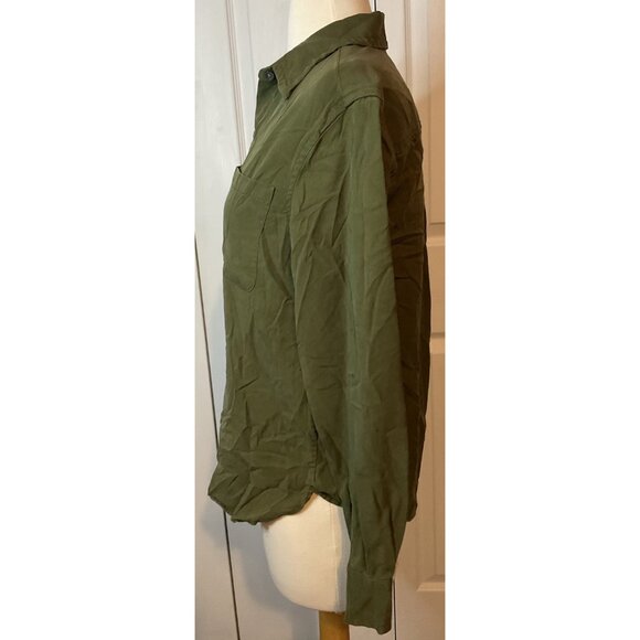 Banana Republic Olive Green Button Up Top Blouse Shirt Lyocell Size XXS - Picture 3 of 4